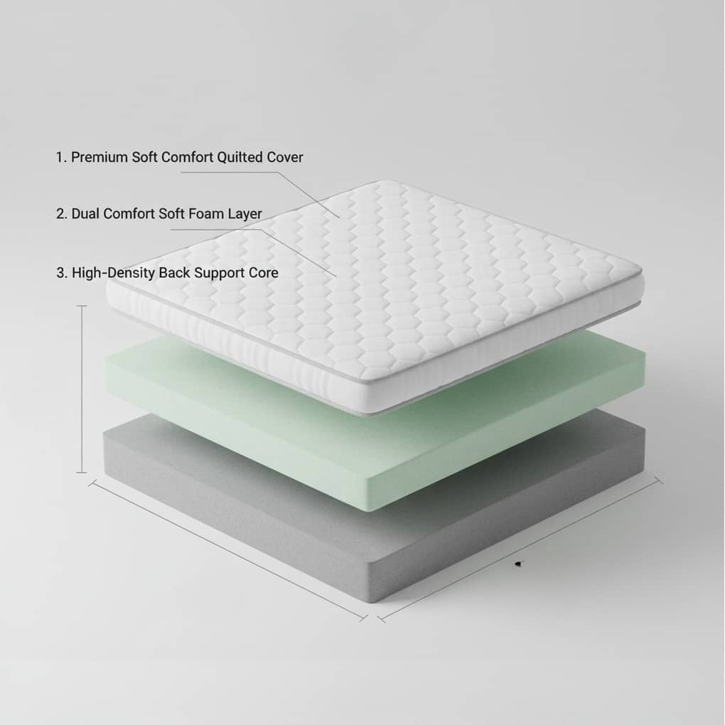 High Density Soft Bounce PU Foam Mattress (72x36x6) | Premium Comfort Single Bed Mattress with Enhanced Support & Plush Feel