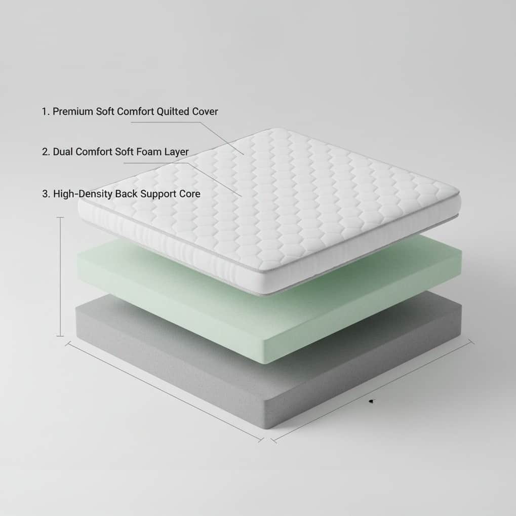 High Density Soft Bounce PU Foam Mattress (72x60x4) | Premium Comfort Queen Bed Mattress with Enhanced Support & Plush Feel - top_view