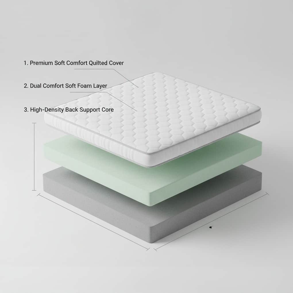 High Density Soft Bounce PU Foam Mattress (72x60x6) | Premium Comfort Queen Bed Mattress with Enhanced Support & Plush Feel - top_view