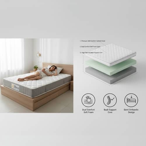 High Density Soft Bounce PU Foam Mattress (72x72x4) | Premium Comfort King Bed Mattress with Enhanced Support & Plush Feel
