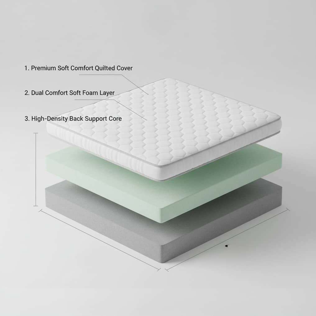 High Density Soft Bounce PU Foam Mattress (72x72x8) | Premium Comfort King Bed Mattress with Enhanced Support & Plush Feel