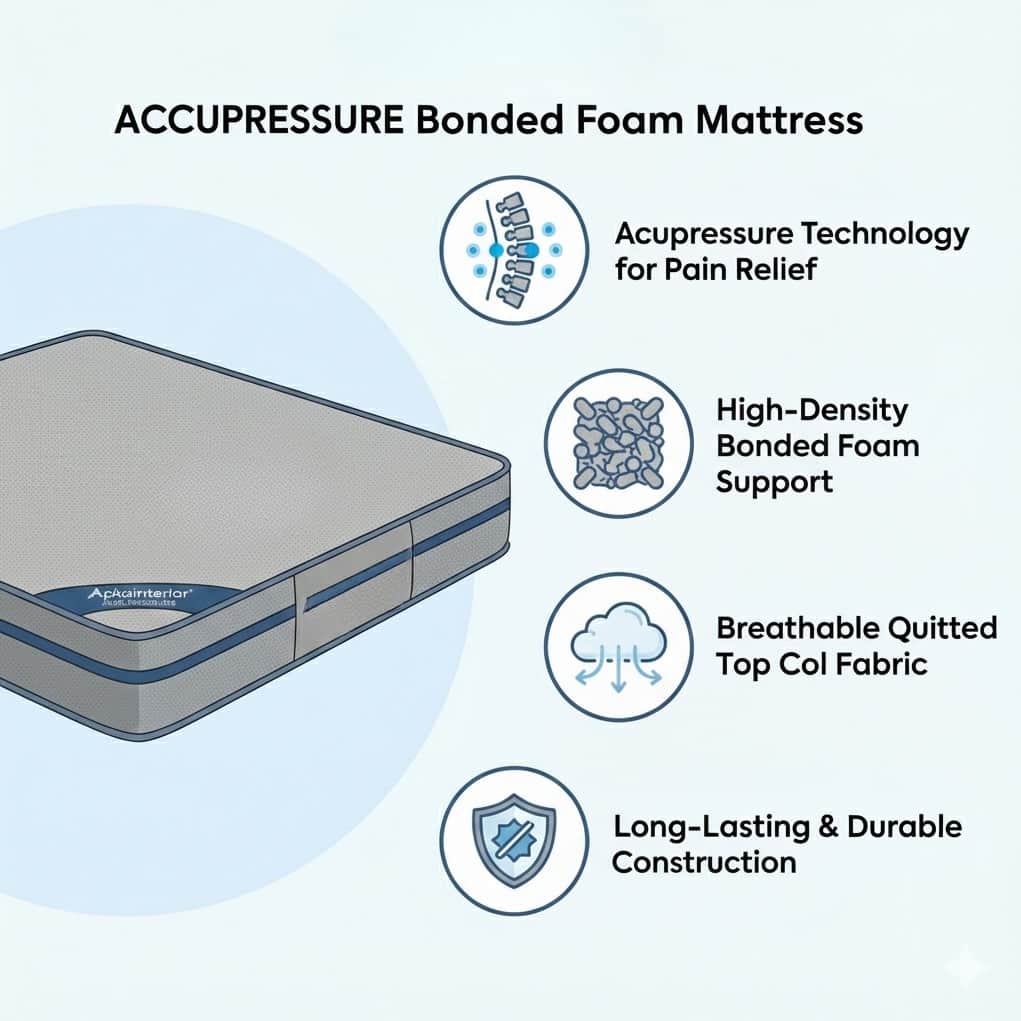 Acupressure Orthopedic Mattress (72x36x4 Inch) | Therapeutic Pressure Point Relief, Improved Blood Circulation & High-Density Support Foam - rear_view