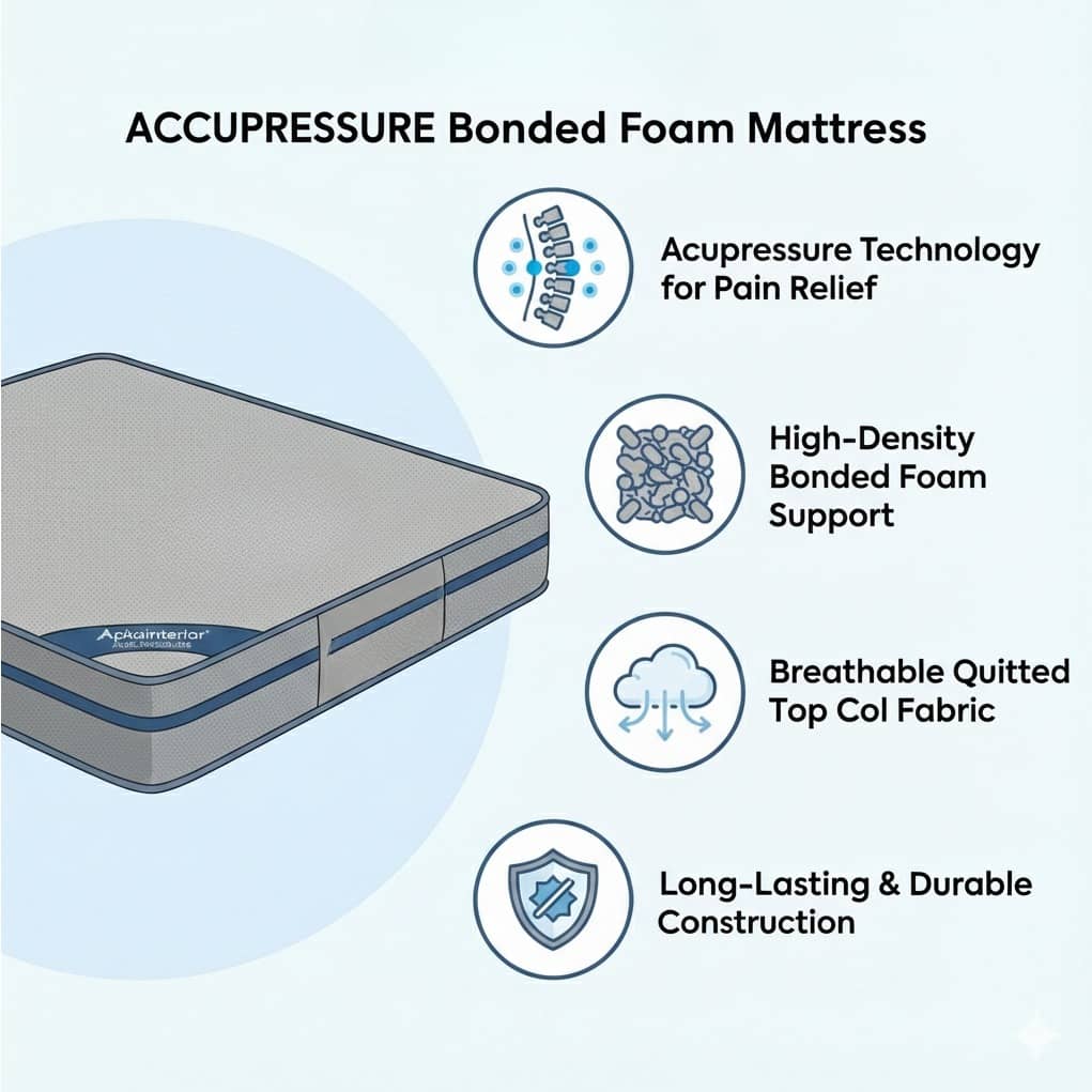 Acupressure Orthopedic Mattress (72x36x8 Inch) | Therapeutic Pressure Point Relief, Improved Blood Circulation & High-Density Support Foam