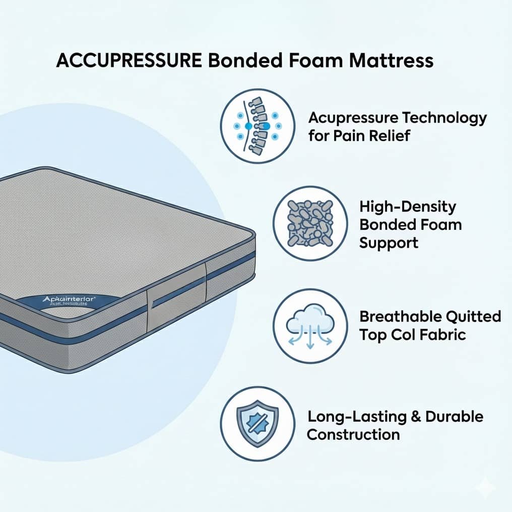 Acupressure Orthopedic Mattress (72x60x6 Inch) | Therapeutic Pressure Point Relief, Improved Blood Circulation & High-Density Support Foam
