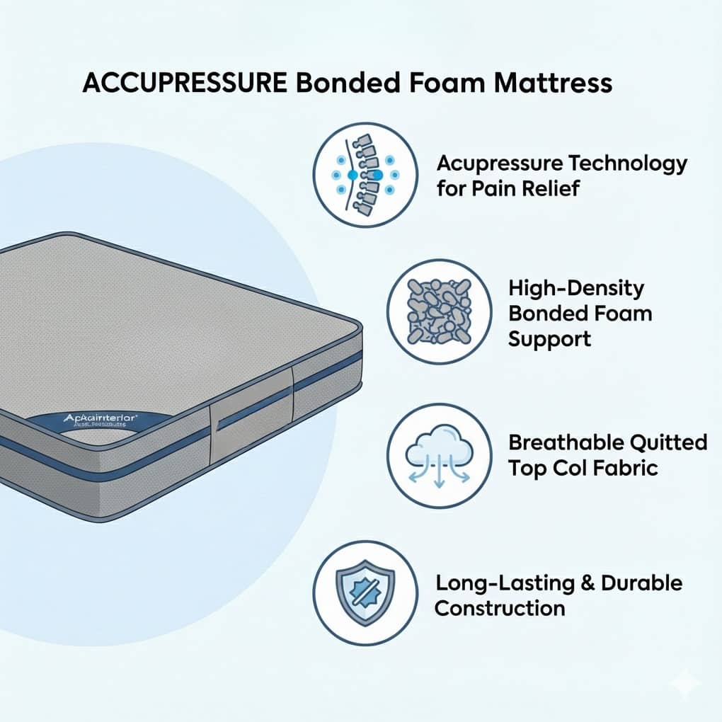 Acupressure Orthopedic Mattress (72x72x4 Inch) | Therapeutic Pressure Point Relief, Improved Blood Circulation & High-Density Support Foam