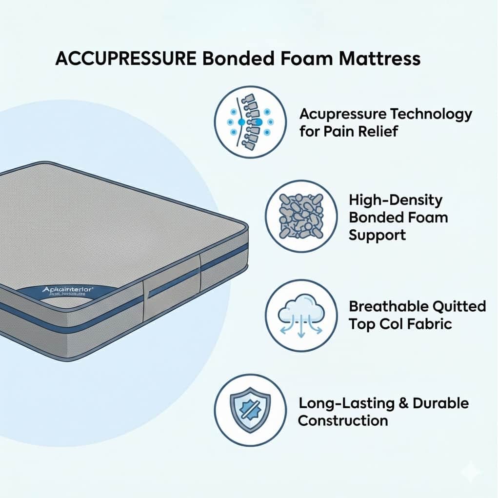 Acupressure Orthopedic Mattress (72x72x6 Inch) | Therapeutic Pressure Point Relief, Improved Blood Circulation & High-Density Support Foam - rear_view