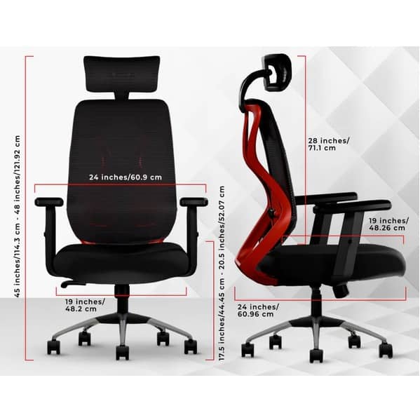 Ergonomic Mesh Executive Office & Home Chair (Red)