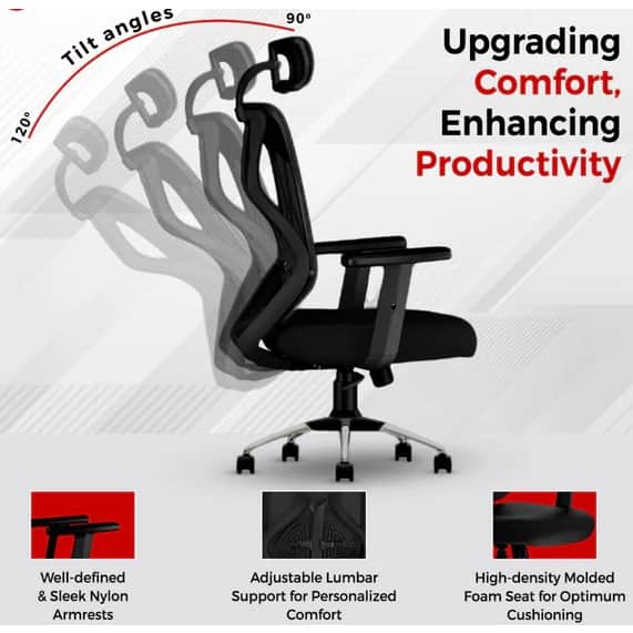 Ergonomic Mesh Executive Office & Home Chair (Red) - top_view