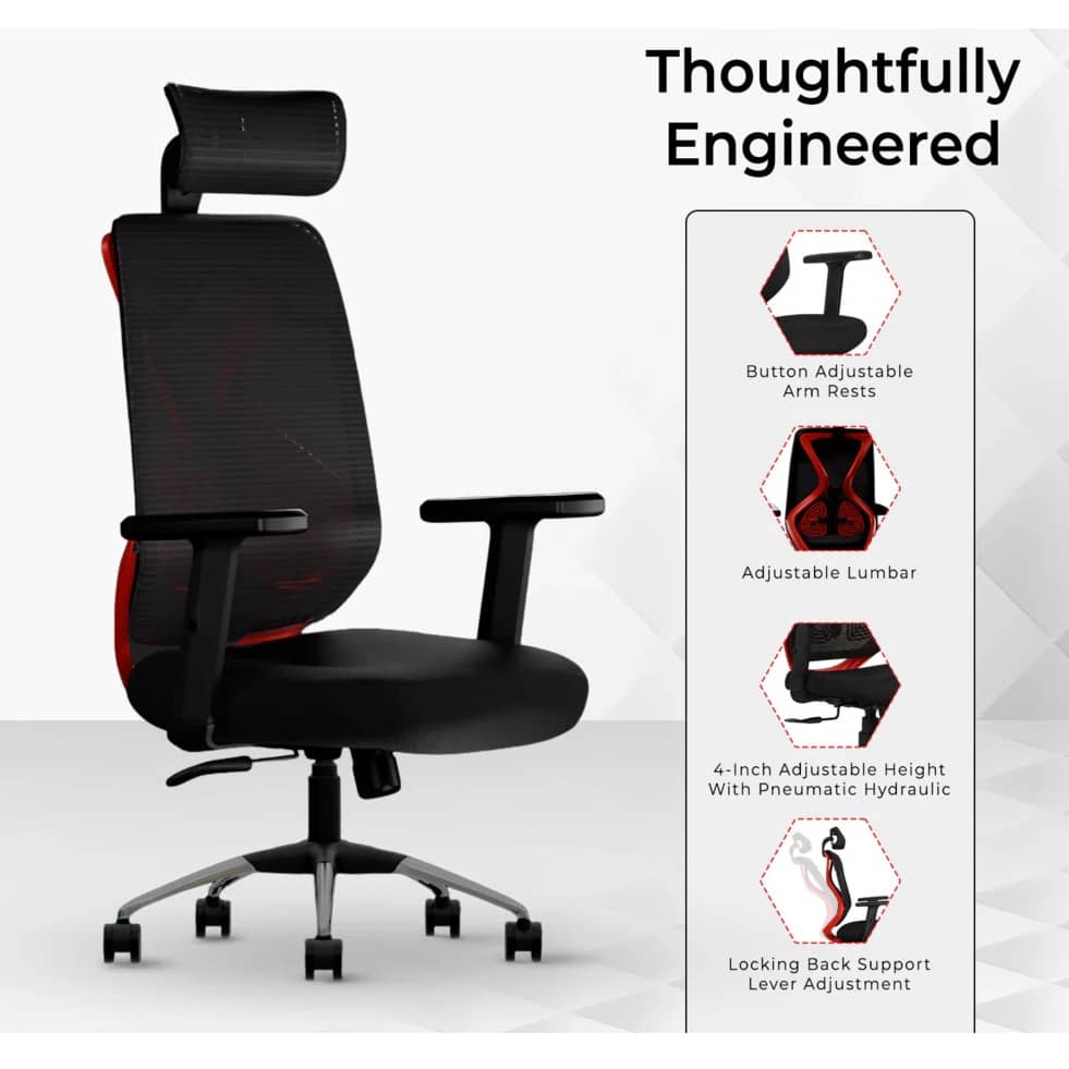 Ergonomic Mesh Executive Office & Home Chair (Red)