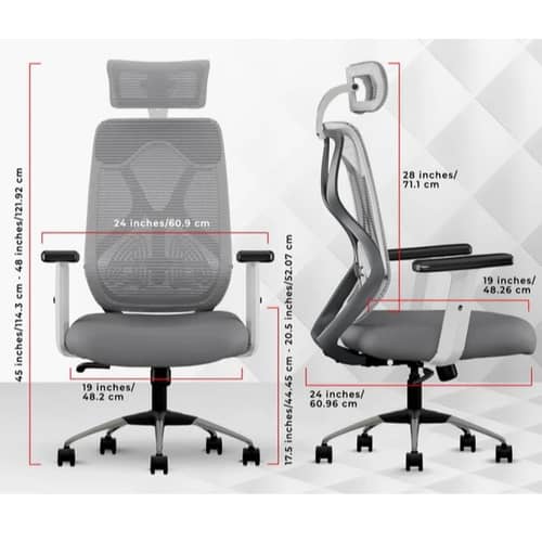 Ergonomic Mesh Executive Office & Home Chair (Grey & White)