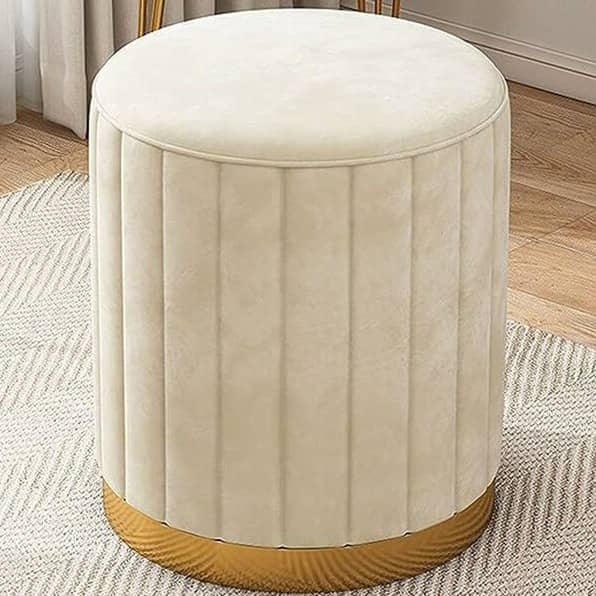 Pouffe for Office Home Decoration & Dressing Table (Set of 2) (15x15x16 Inch) (Cream)