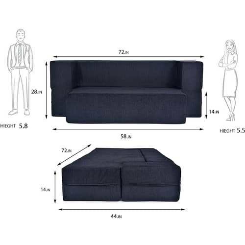 3 Seater Double Foam Fold Out Sofa Cum Bed (Brown) (72x28x14 Inch)