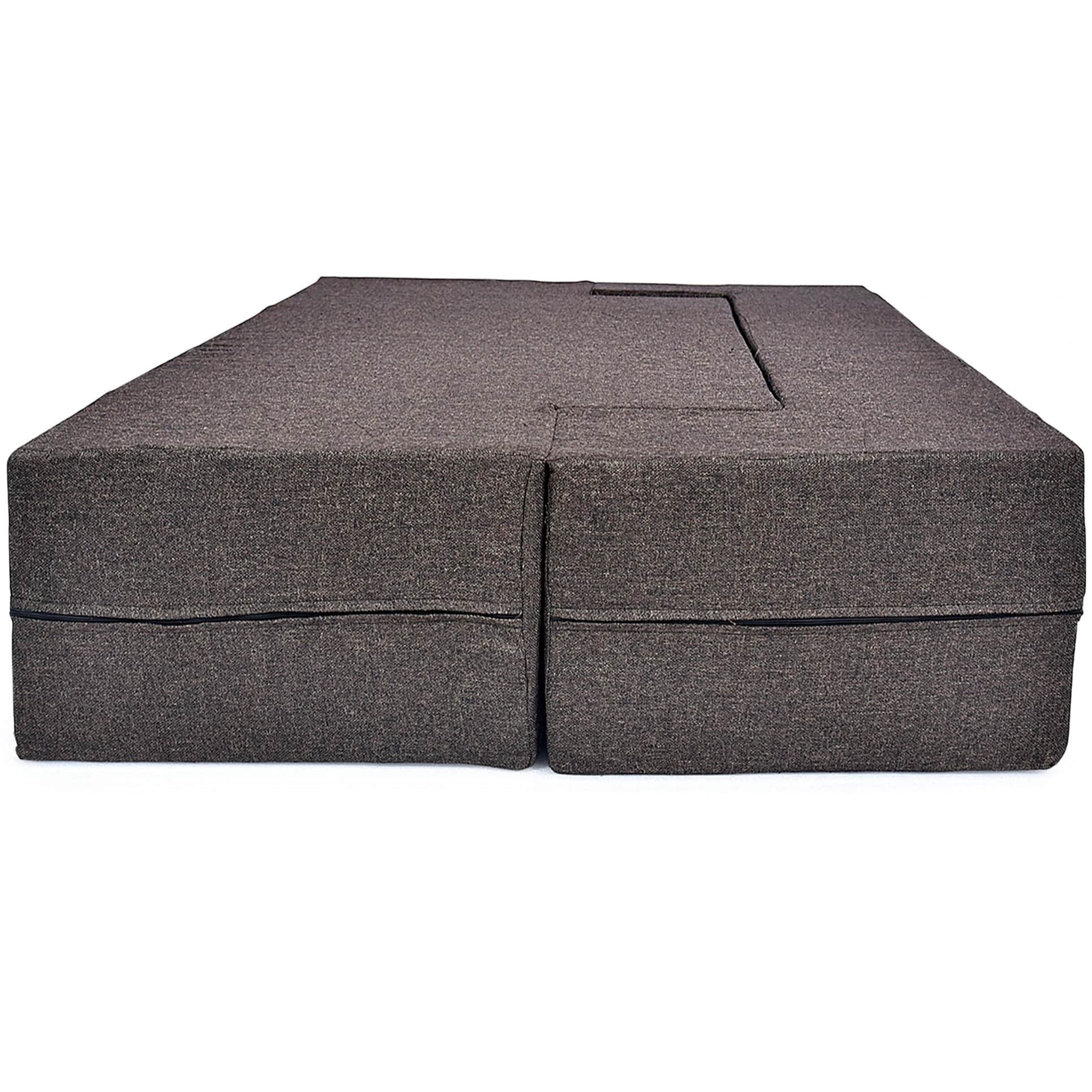 3 Seater Double Foam Fold Out Sofa Cum Bed (Brown) (72x28x14 Inch) - top_view