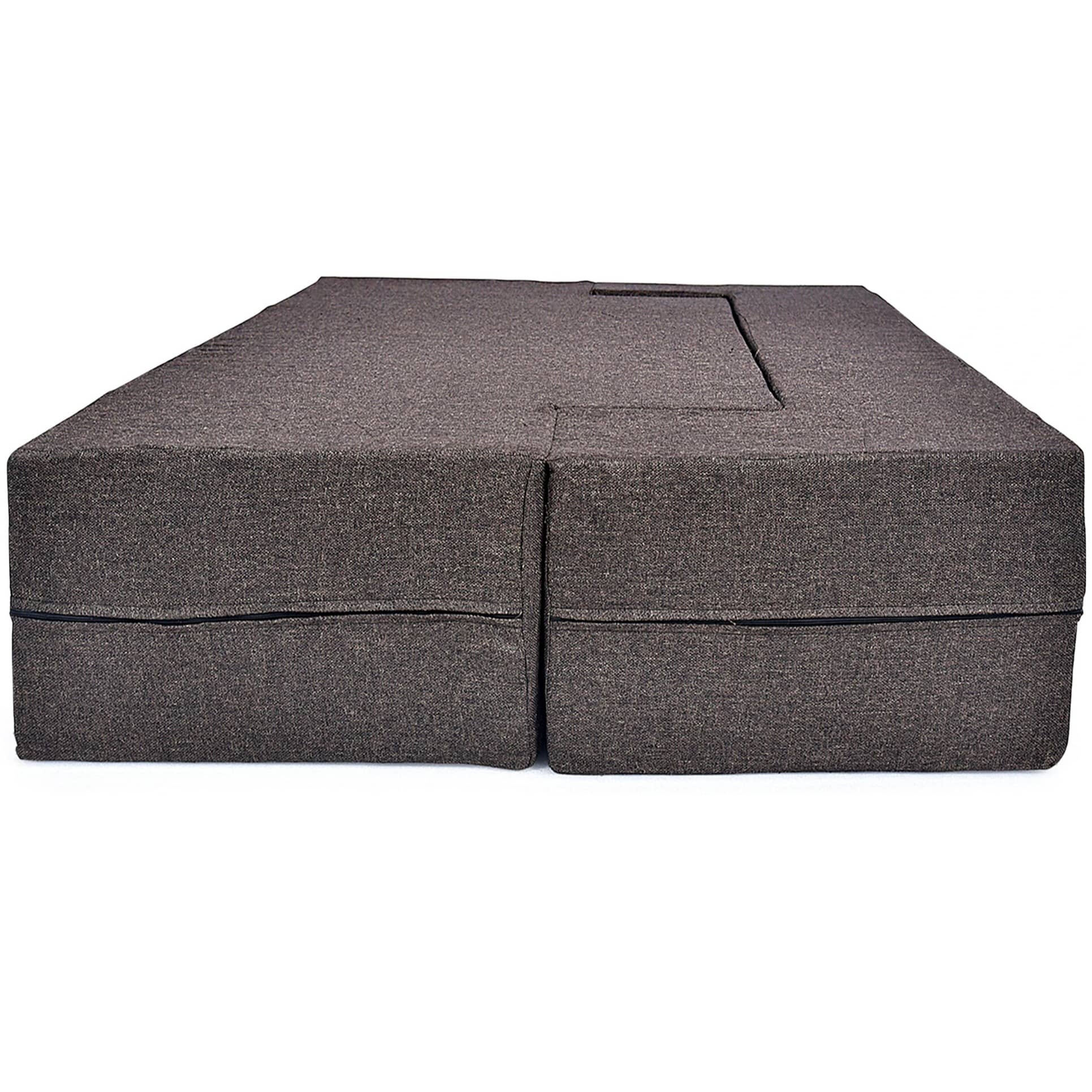 3 Seater Double Foam Fold Out Sofa Cum Bed (Brown) (72x28x14 Inch)