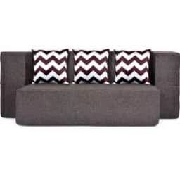 3 Seater Double Foam Fold Out Sofa Cum Bed (Brown) (72x28x14 Inch) - rear_view