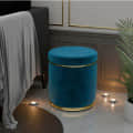 Fabric Padded Seat Pouffe (Aqua) (14x14x16 Inch) - photo