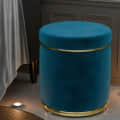 Fabric Padded Seat Pouffe (Aqua) (14x14x16 Inch) - top_view