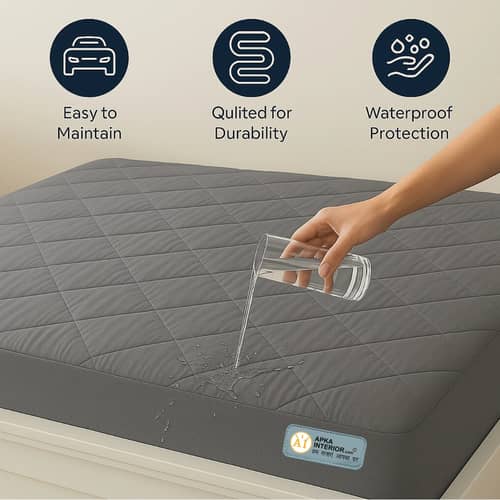 Waterproof Mattress Protector – Single Size, Terry Fabric with TPU Lamination (72x72 Inch, Grey)