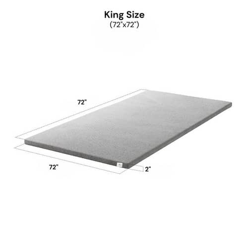 Mattress Topper King Size Softy Foam | Quick Response Foam (72x72x2 Inch) Grey