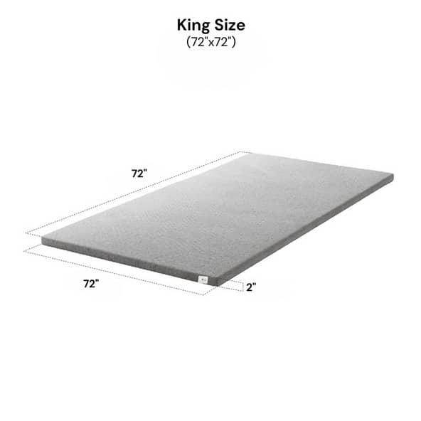 Mattress Topper King Size Softy Foam | Quick Response Foam (72x72x2 Inch) Grey
