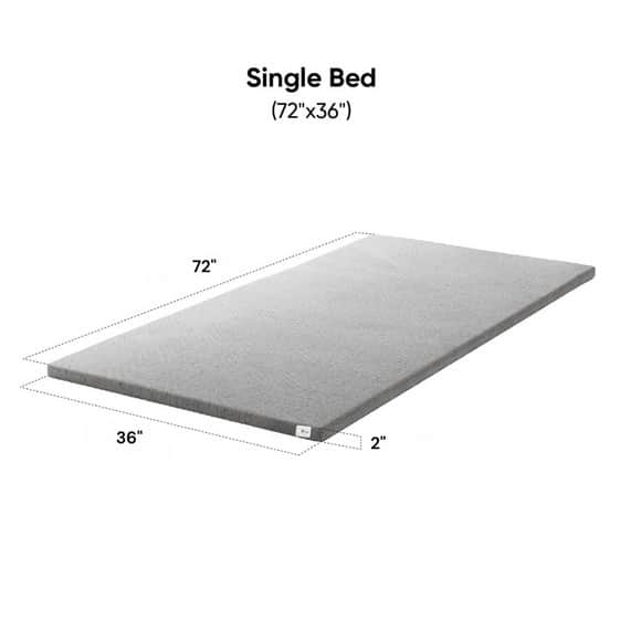 Mattress Topper Single Size Softy Foam | Quick Response Foam (72x36x2 Inch) Grey - front_view