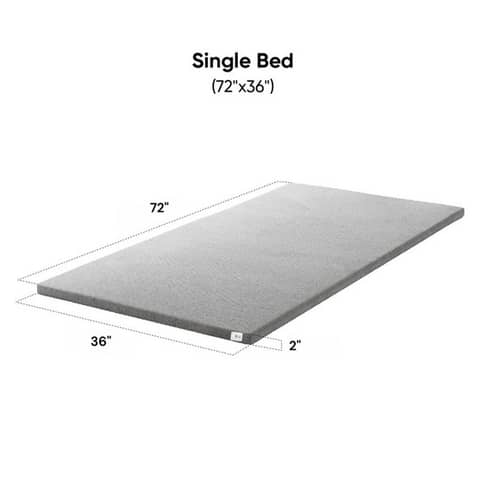 Mattress Topper Single Size Softy Foam | Quick Response Foam (72x36x2 Inch) Grey