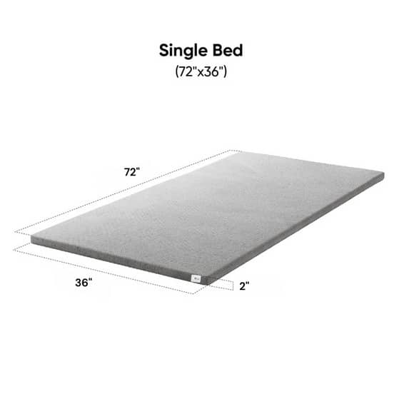 Mattress Topper Single Size Softy Foam | Quick Response Foam (72x36x2 Inch) Grey