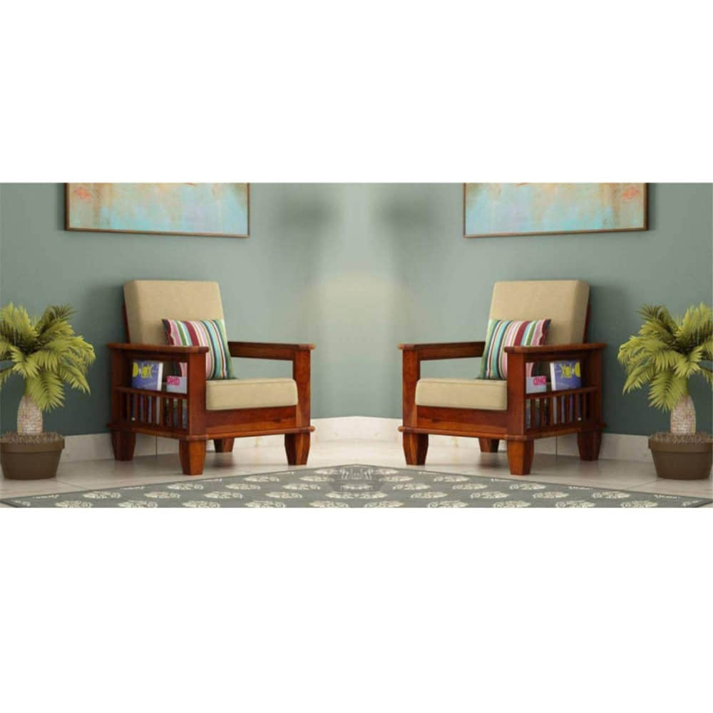 Wooden Single Seater Sofa (Set of 2) - photo