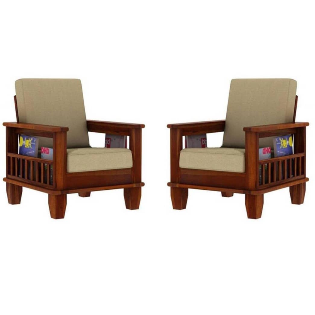 Wooden Single Seater Sofa (Set of 2)
