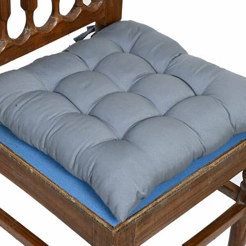 Chair Pads Set of 2 (Grey) | Soft Microfiber Square Seat Cushions with Ties | Comfortable Chair Pads for Home & Office