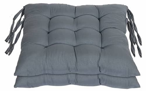 Chair Pads Set of 2 (Grey) | Soft Microfiber Square Seat Cushions with Ties | Comfortable Chair Pads for Home & Office