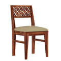 Sheesham Wood CNC 4 Seater Dining Table with Cushioned Chair - top_view