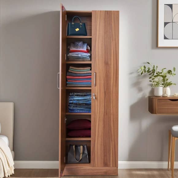 2 Door Wardrobe In Walnut Finish (72x24x13) Inch