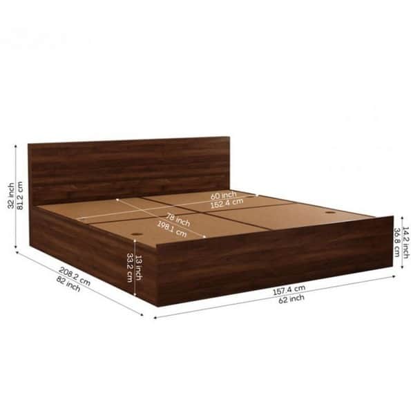 Morzo Bed with Box Storage (Queen Size) (82x62x14) Inch - front_view