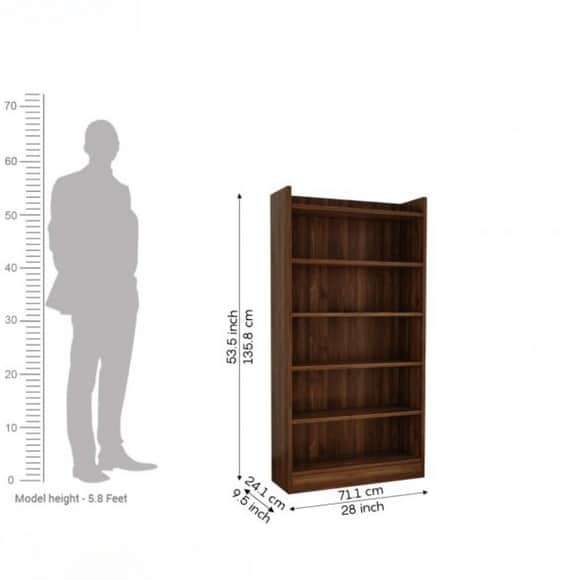 Engineered Wood Book Shelf With Multiple Storage Space (Walnut) (53x9x28) Inch - front_view