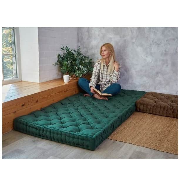 Cotton Floor Mattress, 4 inch Thick Tufted Cushion, Foldable, Rollable Light Weight Cotton (72 x 30 inch ) - rear_view
