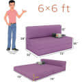 Dublin Purple Sleeper Sofa Cum Bed 3 Seater (6x6 Ft) - front_view