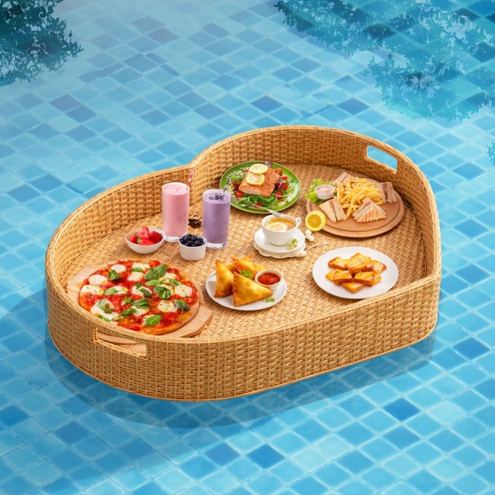 Luxury Floating Serving Tray For Swimming Pool - Beige (Heart Shape)