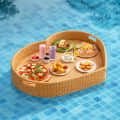 Luxury Floating Serving Tray For Swimming Pool - Beige (Heart Shape) - top_view