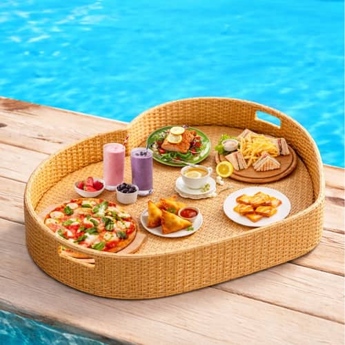 Luxury Floating Serving Tray For Swimming Pool - Beige (Heart Shape)