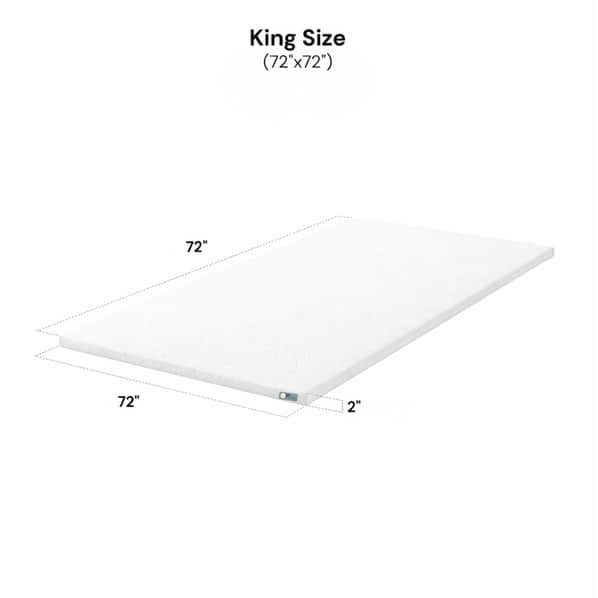 Mattress Topper King Size Softy Foam | Quick Response Foam (72x72x2 Inch) White - front_view