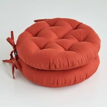 Cotton Reversible Round Chair Pad Cushion (Pack of 2) (40 X 40 X 8 Cm)
