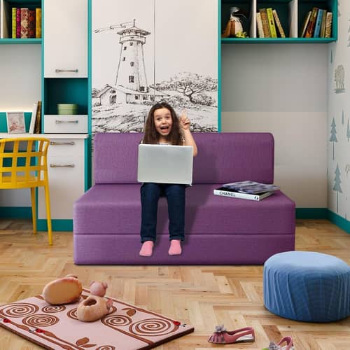 Dublin Purple Sleeper Sofa Cum Bed 2 Seater (6x5 Ft)