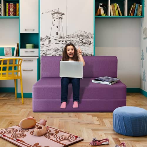 Dublin Purple Sleeper Sofa Cum Bed 1 Seater (6x3 Ft)