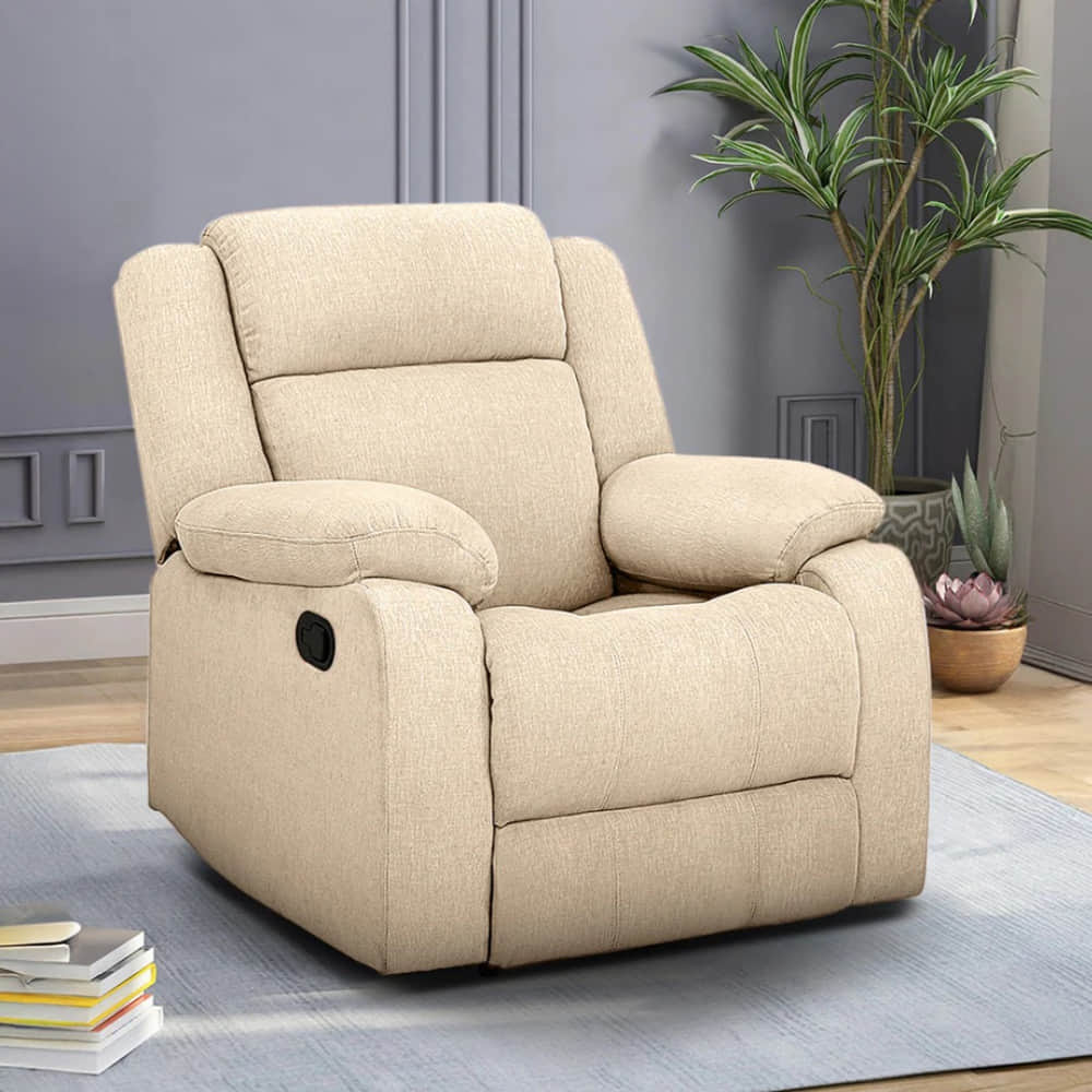 Orleans Beige Fabric Manual Recliner - photo