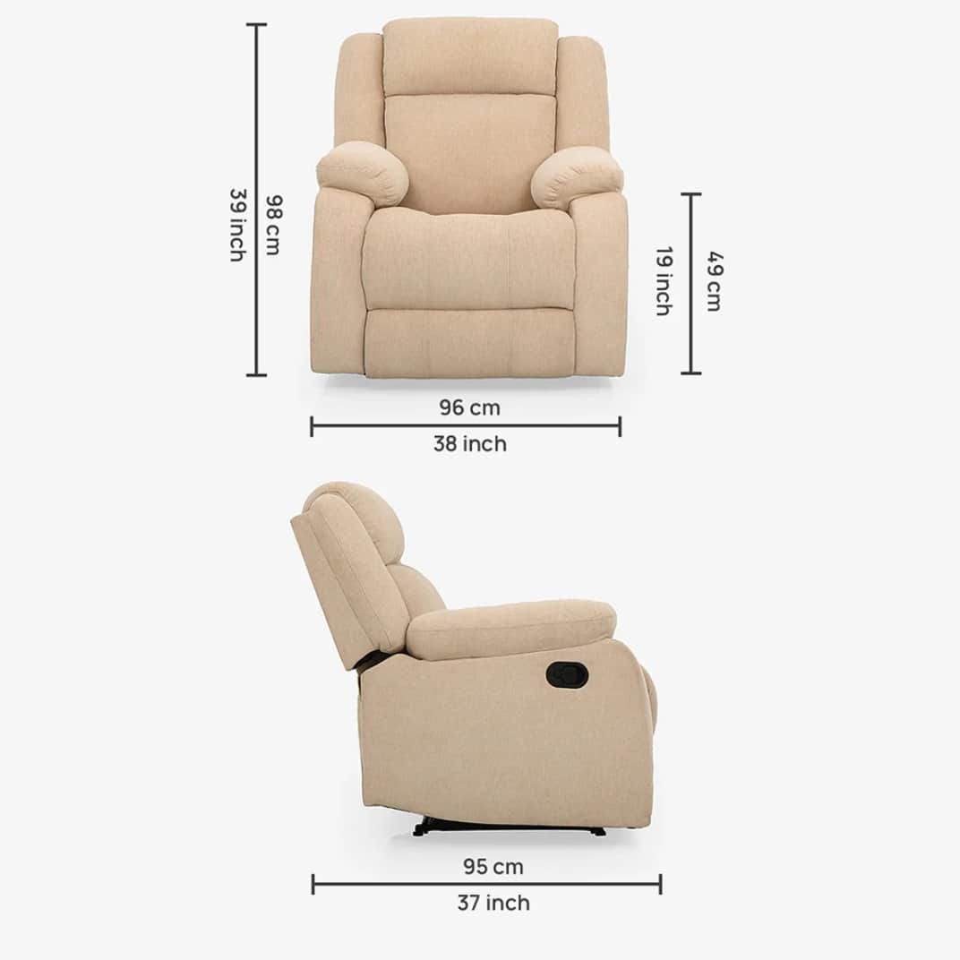 Orleans Beige Fabric Manual Recliner - front_view