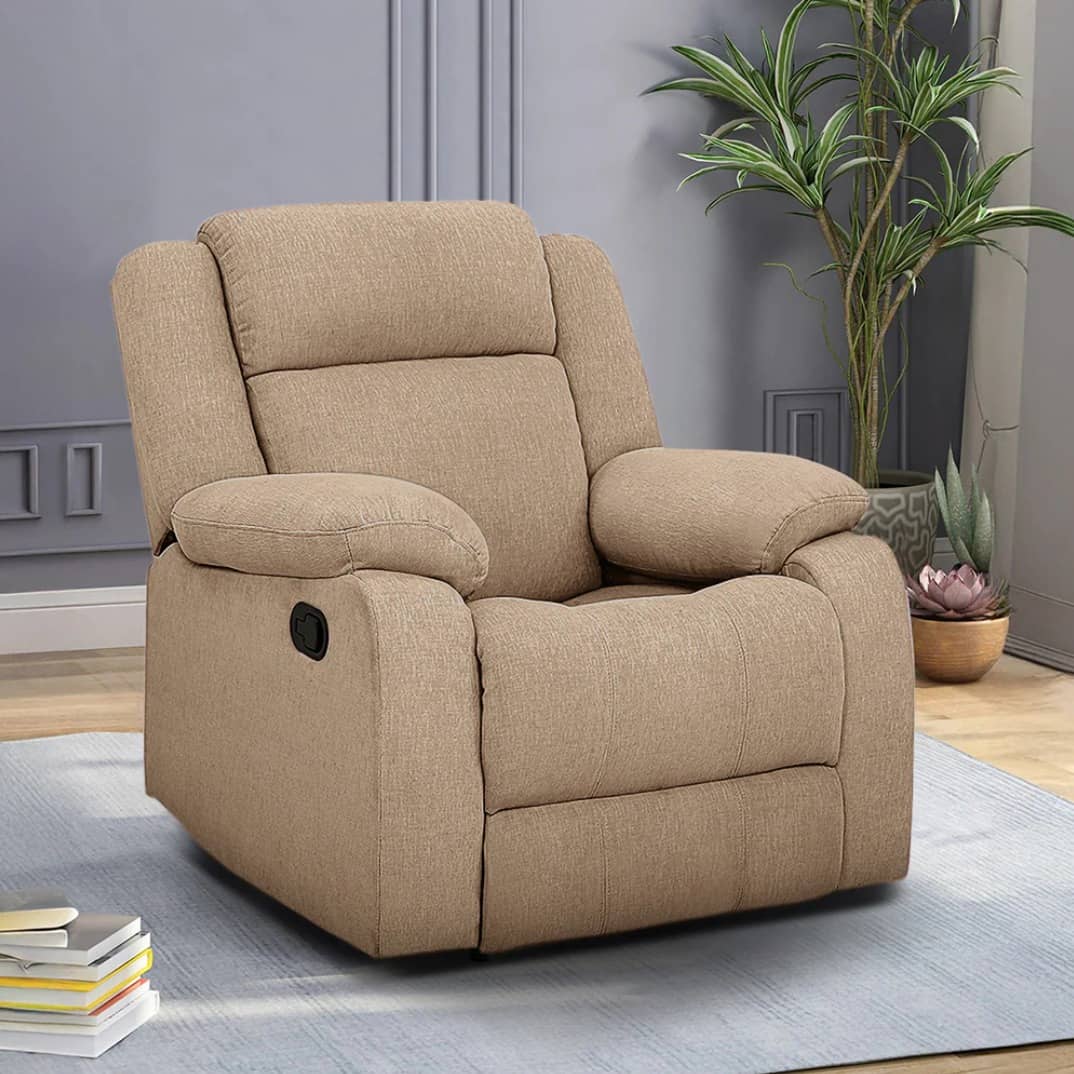 Orleans Brown Fabric Manual Recliner