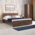 Engineered Wood Queen Size Bed In Walnut Finish (79x61x14) Inch - photo
