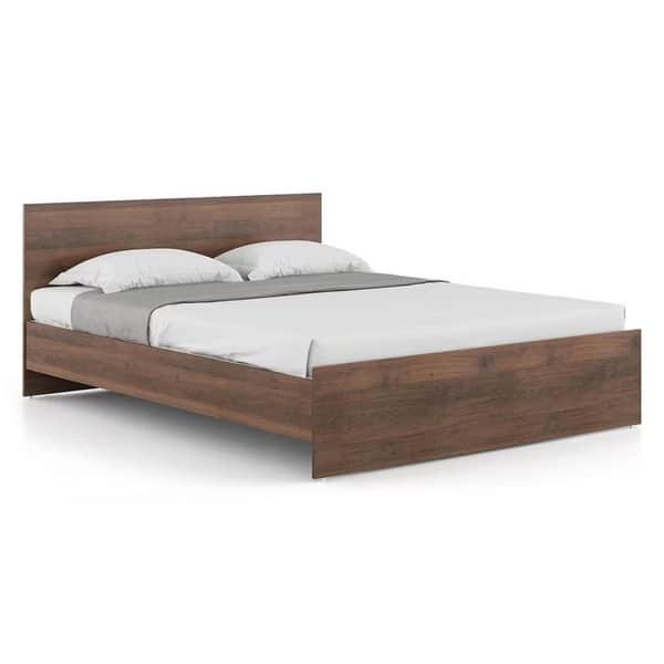 Engineered Wood Queen Size Bed In Walnut Finish (79x61x14) Inch - top_view