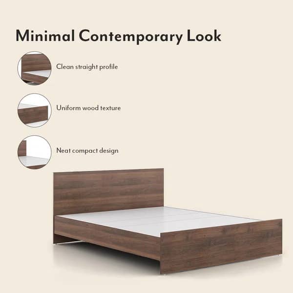 Engineered Wood Queen Size Bed In Walnut Finish (79x61x14) Inch